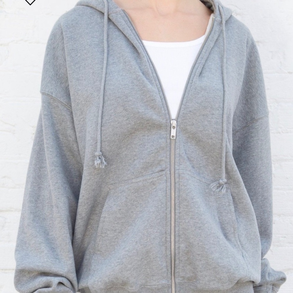 NWT Brandy Melville/John Galt Christy Heather Grey Oversized Zip Up Hoodie
